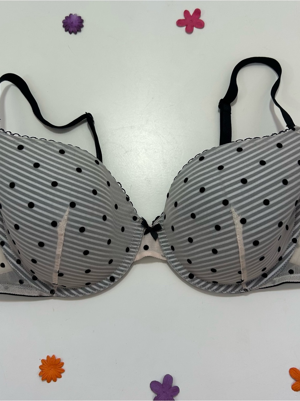 Victoria's Secret Polka Dot Lined Demi Underwire Bra 38C